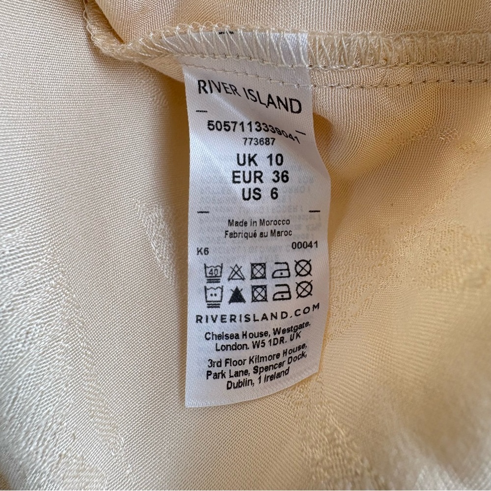 NWT River Island Cream Satin Giraffe Print Button-Up Blouse Balloon Sleeves Sz 6 - Picture 5 of 12